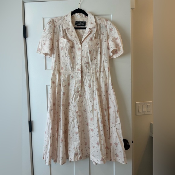 sansage Dresses & Skirts - Vintage 80’s Sansage Fit And Flare Pastel Floral Cuffed Sleeve Dress Size 16 L
